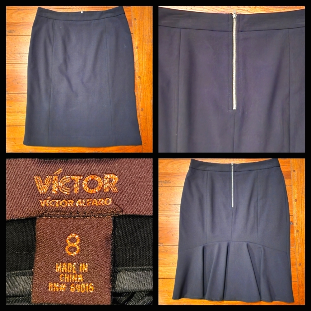 NWOT Victor Alfaro pencil skirt with mermaid flare hem Size 8 Color jet black